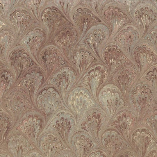 Hand Marbled Paper Peacock Pattern in Tans ~ Berretti Marbled Arts